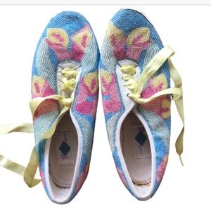 Vintage 80s 90s Beadz Shoes Sneakers Crazy Wacky Unique Unusual Costume Beaded